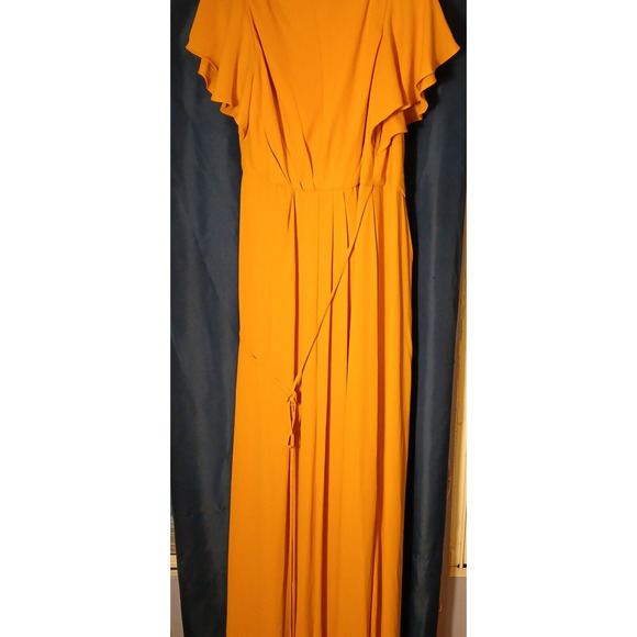 Davids Bridal Formal Floor Length Wrap Dress Size 6 Marigold NWT ,Flutter Sleeve - Picture 15 of 16